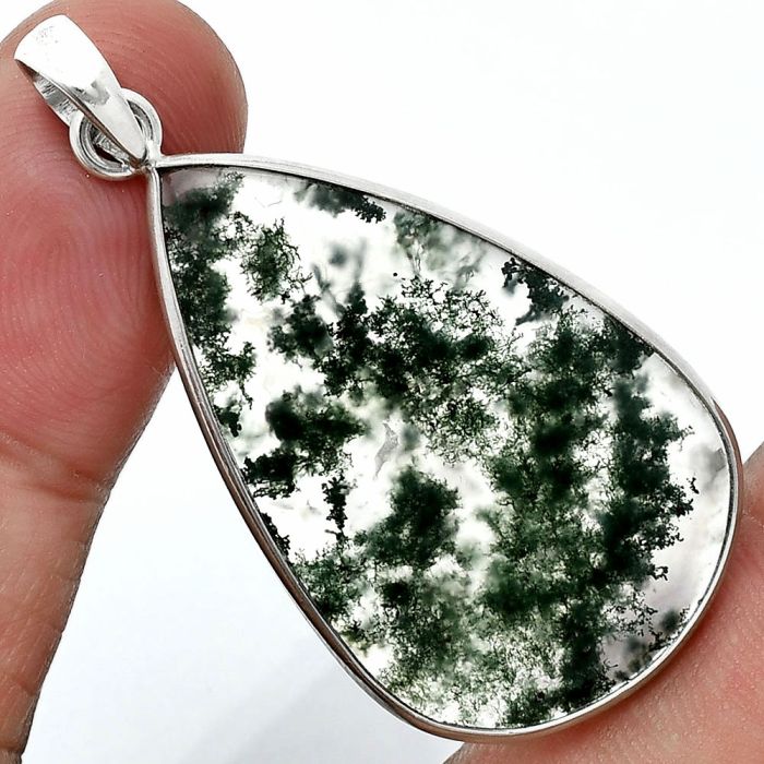 Moss Agate Pendant SDP157312 P-1001, 21x35 mm