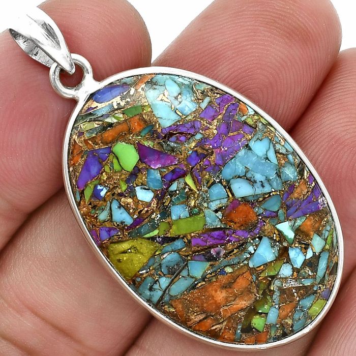 Multi Copper Turquoise Pendant SDP157313 P-1001, 22x33 mm