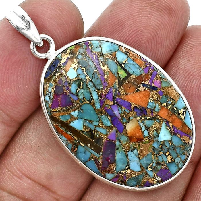 Multi Copper Turquoise Pendant SDP157315 P-1001, 22x31 mm