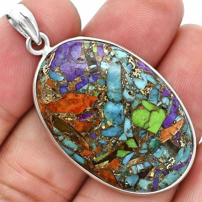 Multi Copper Turquoise Pendant SDP157316 P-1001, 23x34 mm