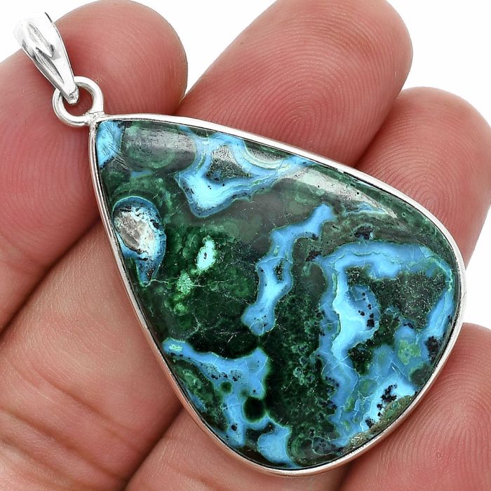 Azurite In Malachite Pendant SDP157317 P-1001, 27x37 mm