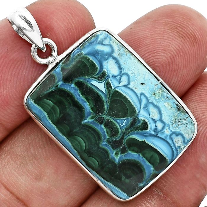 Azurite In Malachite Pendant SDP157323 P-1001, 19x26 mm