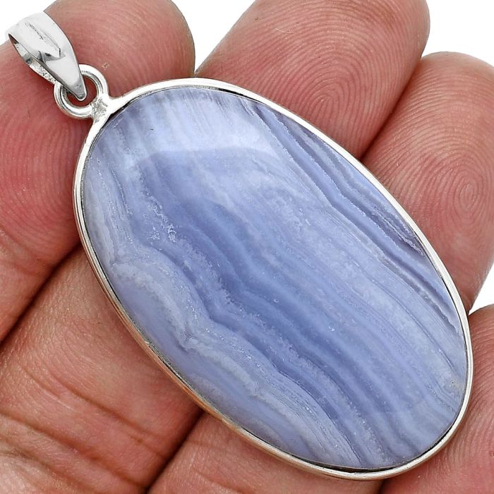 Blue Lace Agate Pendant SDP157324 P-1001, 23x38 mm