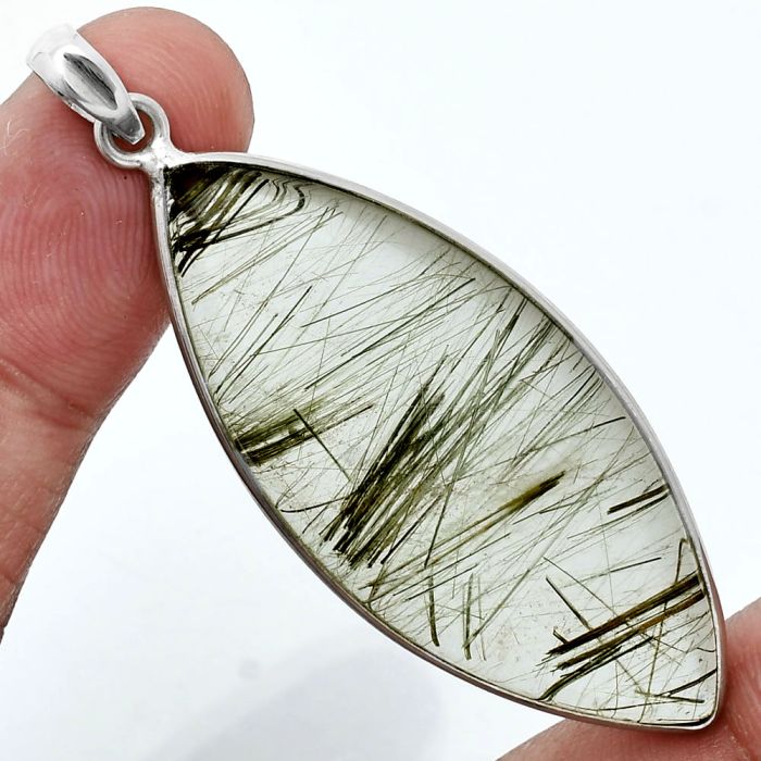 Actinolite In Quartz Pendant SDP157326 P-1001, 20x47 mm