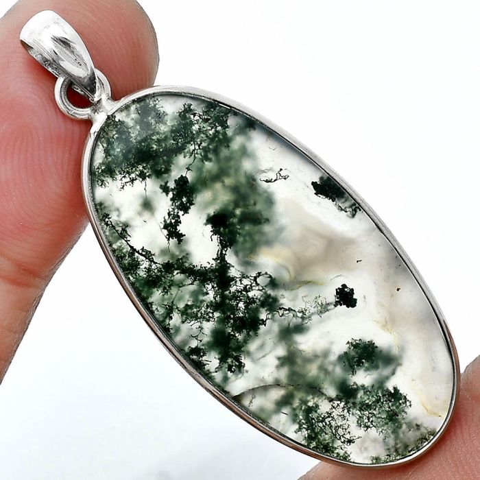 Moss Agate Pendant SDP157328 P-1001, 19x38 mm