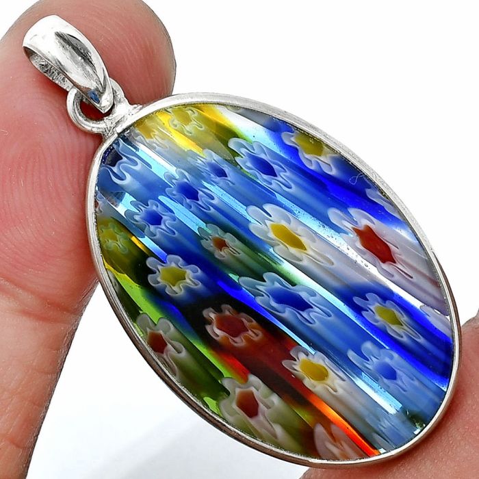 Millefiori Murano Glass Pendant SDP157330 P-1001, 21x32 mm