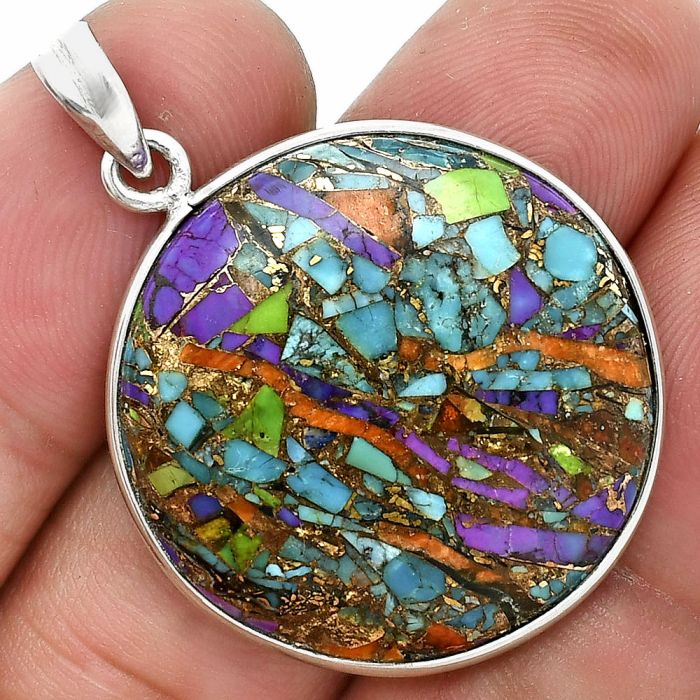 Multi Copper Turquoise Pendant SDP157332 P-1001, 27x27 mm