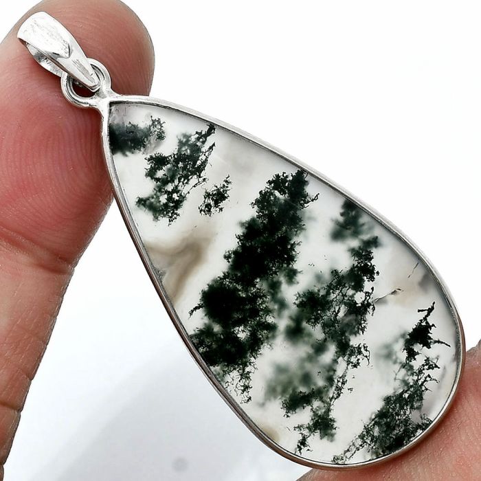 Moss Agate Pendant SDP157335 P-1001, 21x41 mm