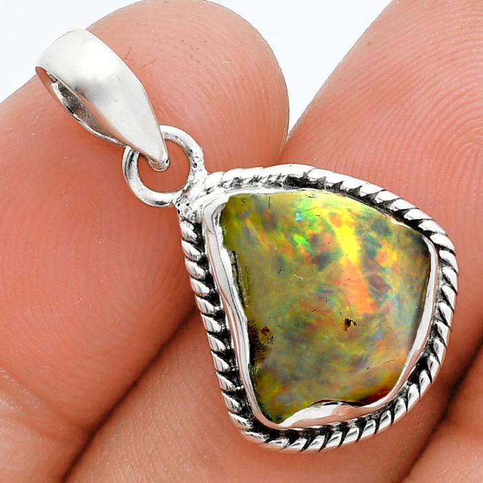 Ethiopian Opal Rough Pendant SDP157374 P-1052, 11x13 mm