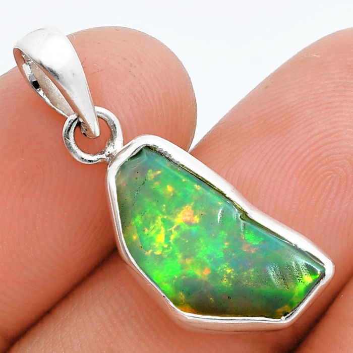 Ethiopian Opal Rough Pendant SDP157375 P-1001, 9x17 mm