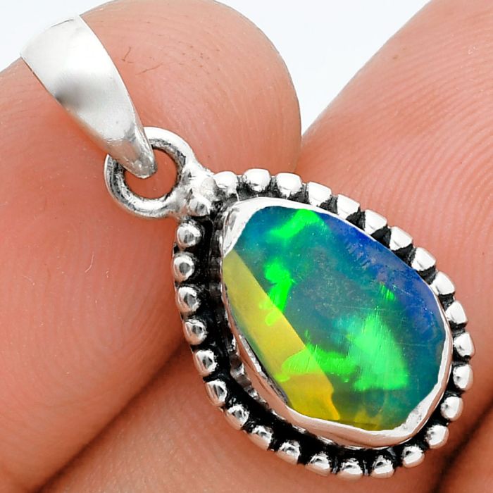 Ethiopian Opal Rough Pendant SDP157376 P-1052, 9x13 mm