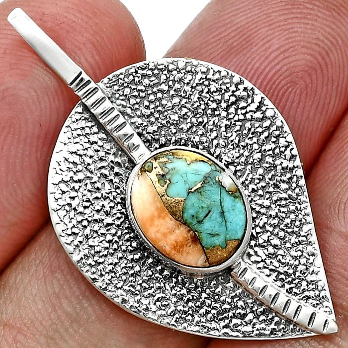 Spiny Oyster Turquoise Pendant SDP157386 P-1218, 8x10 mm