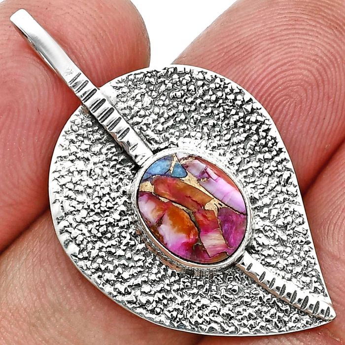 Kingman Pink Dahlia Turquoise Pendant SDP157391 P-1218, 8x10 mm