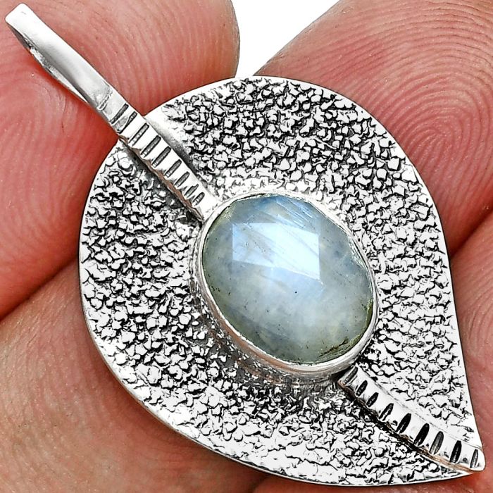 Rainbow Moonstone Checker Pendant SDP157433 P-1218, 8x10 mm