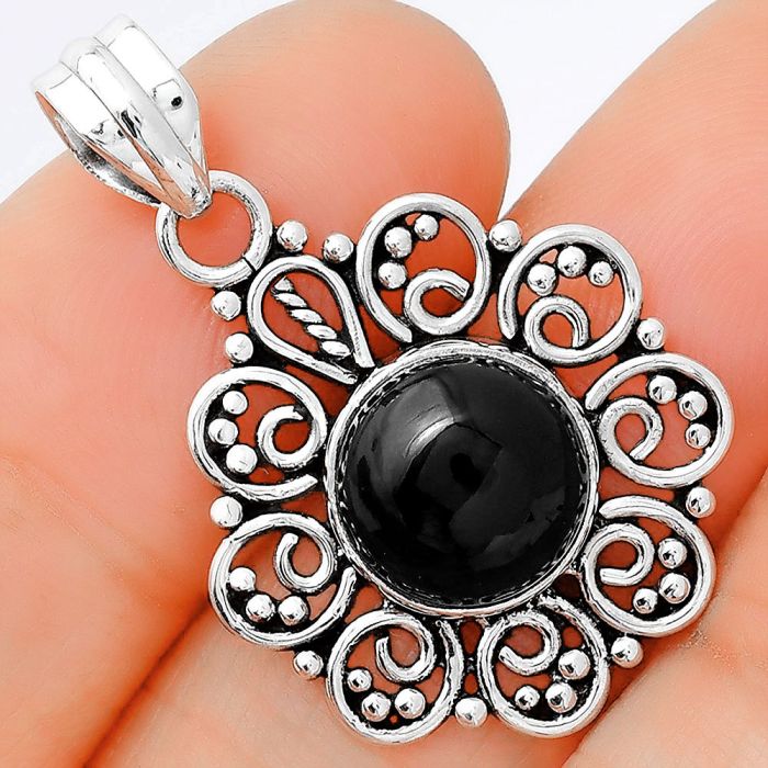 Natural Black Onyx - Brazil Pendant SDP76315 P-1699, 10x10 mm