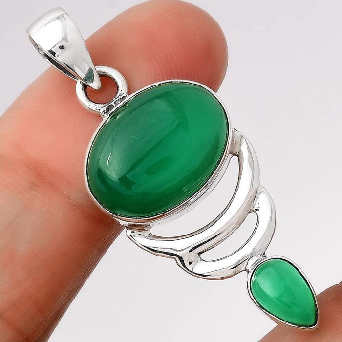 Natural Green Onyx Pendant SDP76828 P-1693, 12x16 mm