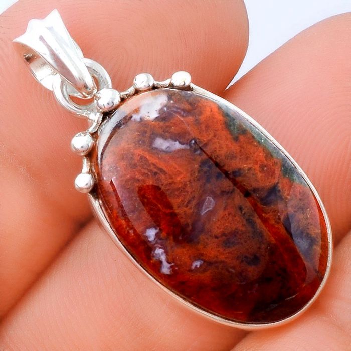 Natural Red Moss Agate Pendant SDP77170 P-1349, 15x23 mm