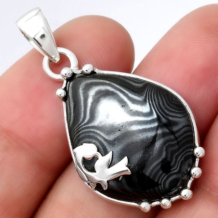 Crown Of Silver Psilomelane - Black Malachite Pendant SDP77471 P-1698, 18x25 mm