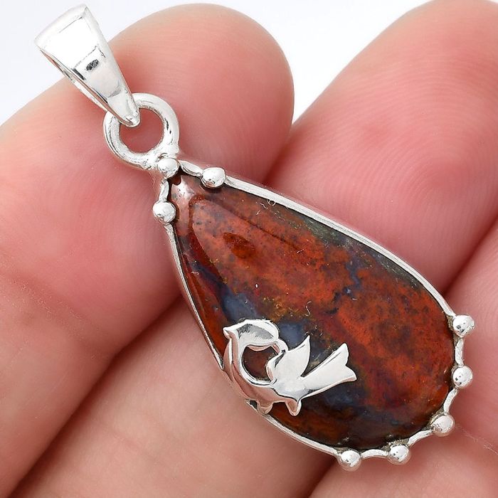 Natural Red Moss Agate Pendant SDP77504 P-1698, 14x25 mm