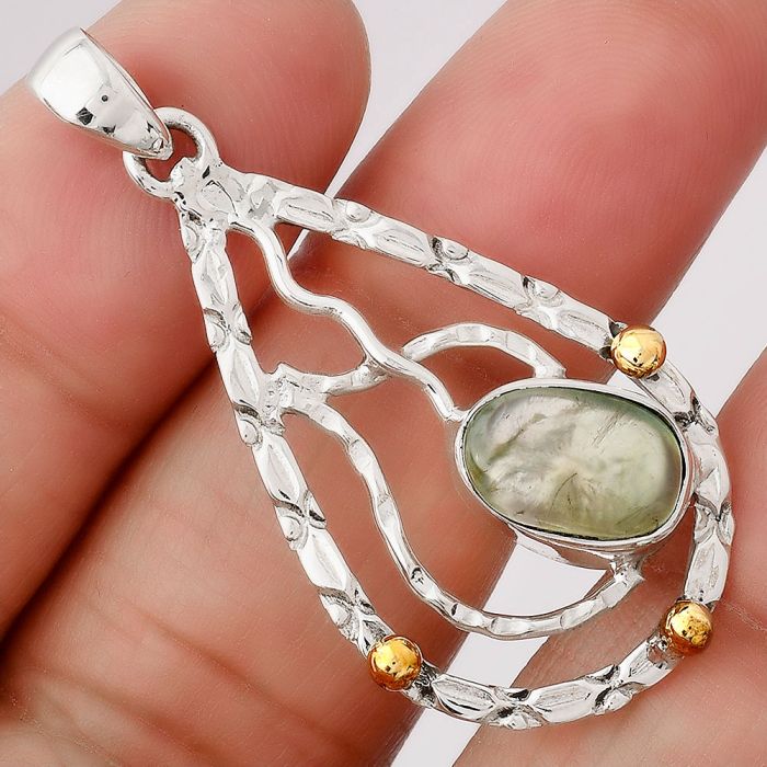 Natural Prehnite Pendant SDP77823 P-1709, 8x11 mm