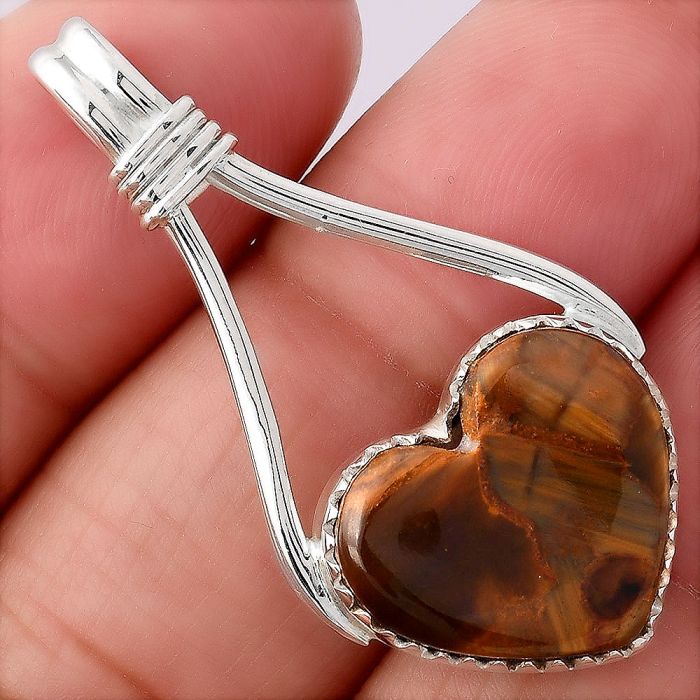 Valentine Gift Heart Natural Pietersite - Namibia Pendant SDP78017 P-1587, 16x17 mm