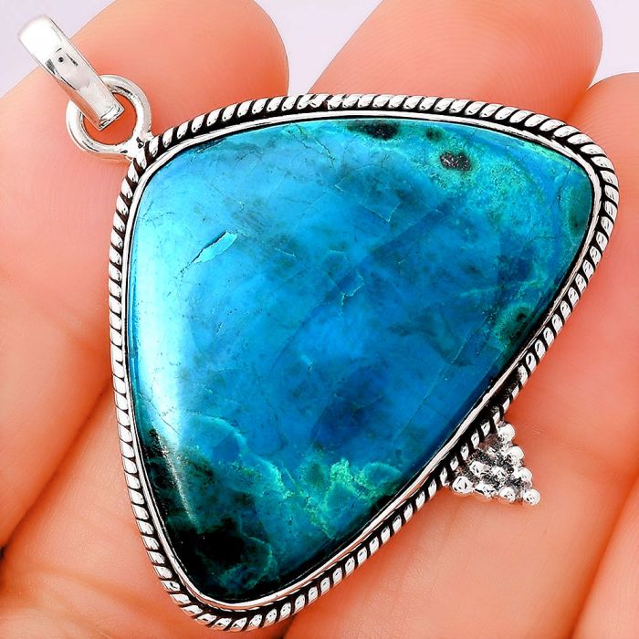 Natural Azurite Chrysocolla Pendant SDP78359 P-1068, 25x26 mm