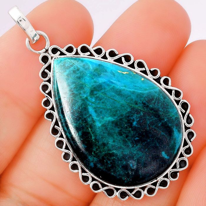 Natural Azurite Chrysocolla Pendant SDP78406 P-1069, 22x32 mm