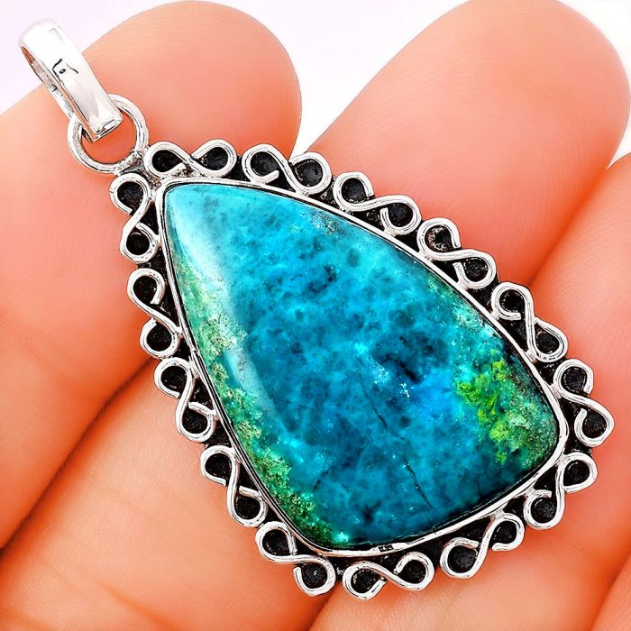 Natural Azurite Chrysocolla Pendant SDP78425 P-1069, 17x28 mm