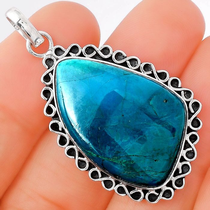 Natural Azurite Chrysocolla Pendant SDP78469 P-1069, 19x29 mm