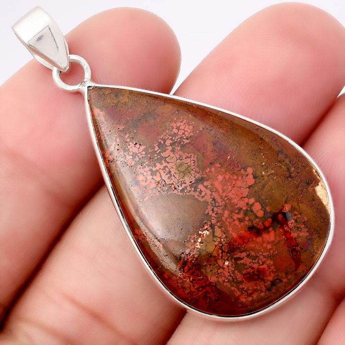 Natural Red Moss Agate Pendant SDP79206 P-1001, 22x34 mm