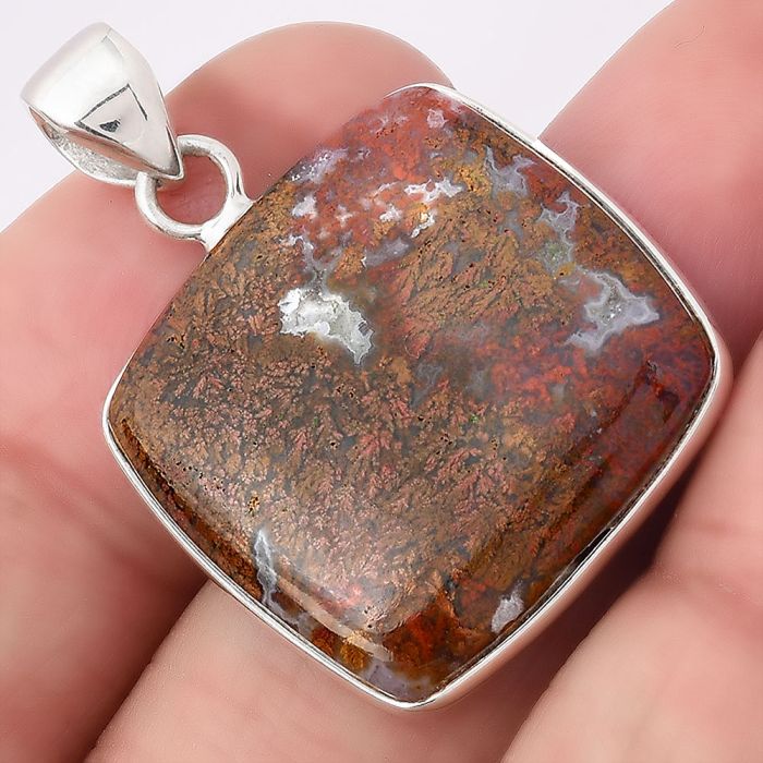 Natural Red Moss Agate Pendant SDP79214 P-1001, 21x22 mm