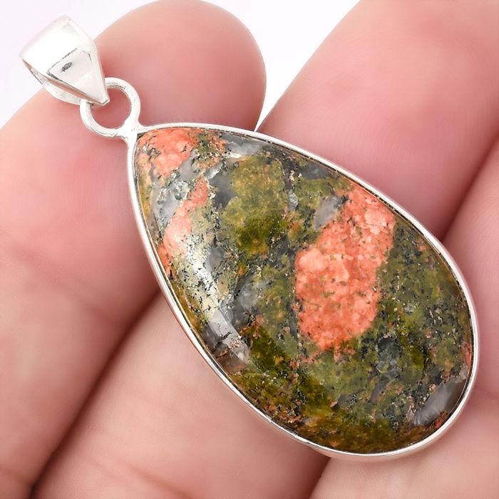 Natural Unakite Pendant SDP79239 P-1001, 18x31 mm