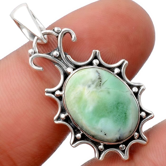 Dendritic Chrysoprase - Africa 925 Sterling Silver Pendant Jewelry SDP79935 P-1249, 12x16 mm