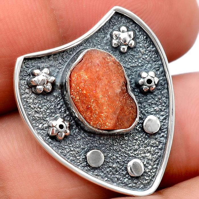 Natural Sunstone Rough Pendant SDP80241 P-1477, 8x12 mm