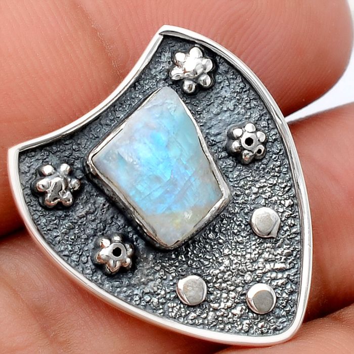 Rainbow Moonstone Rough - India Pendant SDP80259 P-1477, 8x10 mm