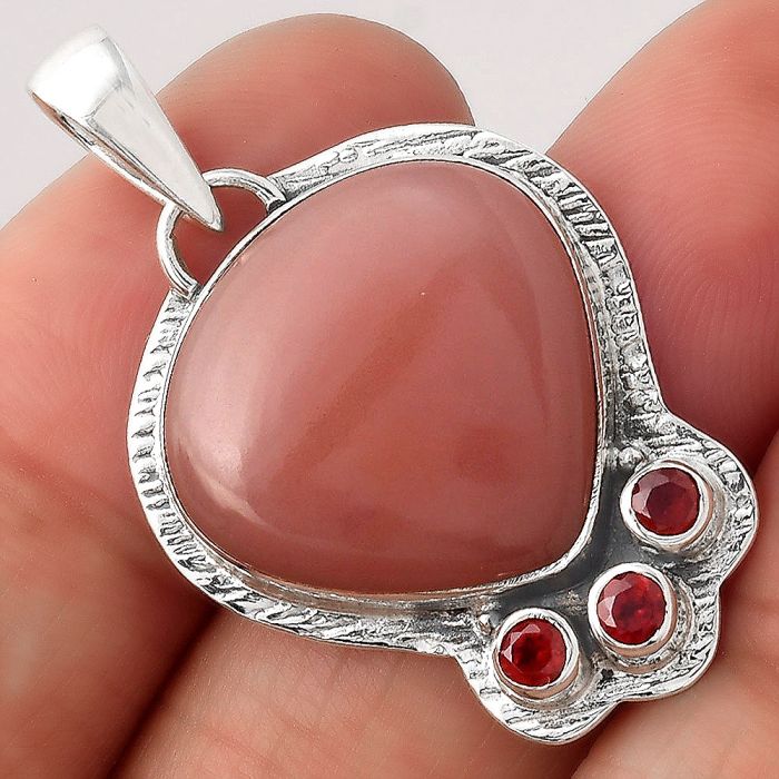 Guava Quartz - Brazil and Garnet Pendant SDP81712 P-1523, 18x19 mm