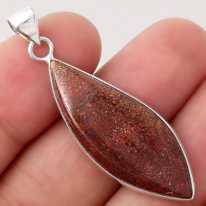 Natural Red Moss Agate Pendant SDP82795 P-1001, 13x34 mm