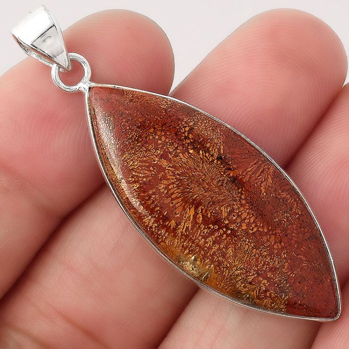 Natural Red Moss Agate Pendant SDP82917 P-1001, 16x38 mm