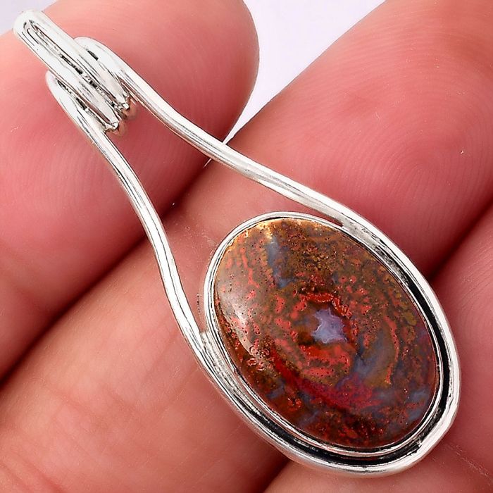 Natural Red Moss Agate Pendant SDP83340 P-1590, 12x17 mm