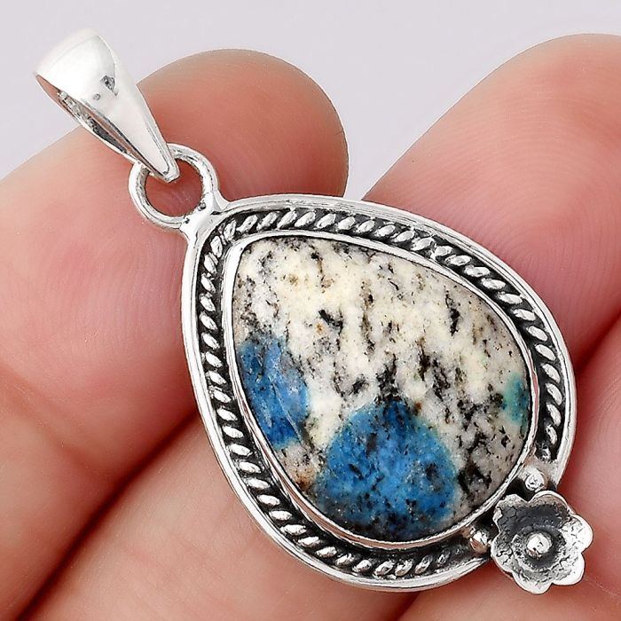 Natural K2 Blue - Azurite In Quartz Pendant SDP83648 P-1620, 15x19 mm