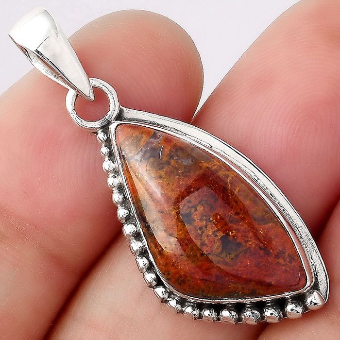 Natural Red Moss Agate Pendant SDP83704 P-1326, 12x22 mm