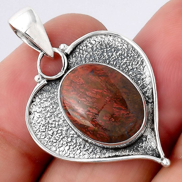 Natural Red Moss Agate Pendant SDP84189 P-1503, 11x15 mm