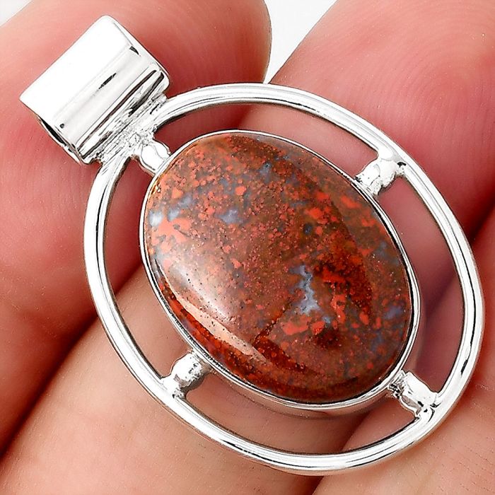 Natural Red Moss Agate Pendant SDP85026 P-1488, 13x18 mm