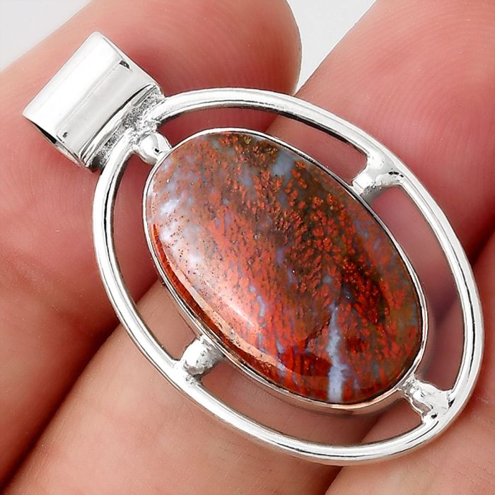 Natural Red Moss Agate Pendant SDP85027 P-1488, 12x20 mm