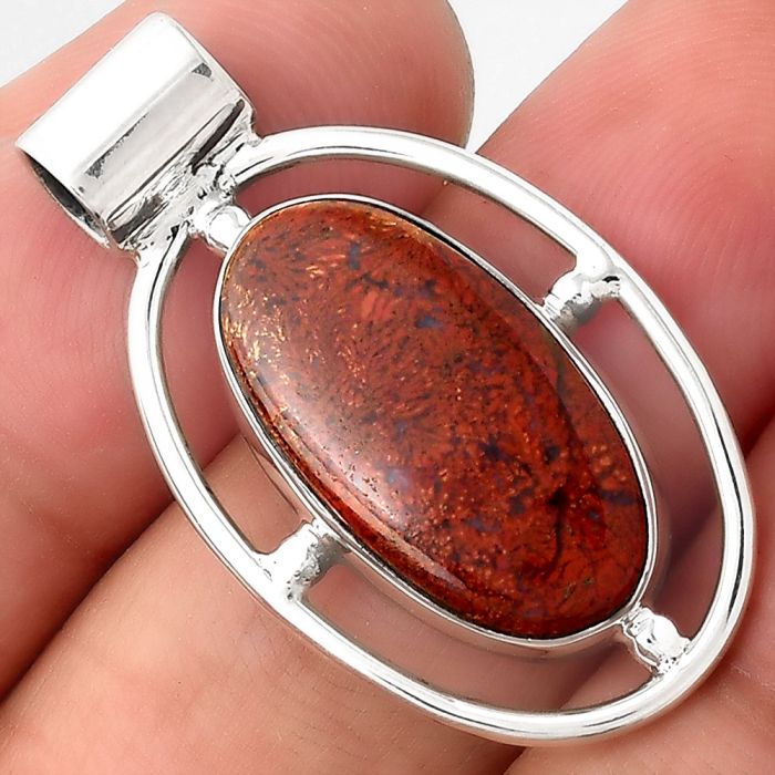 Natural Red Moss Agate Pendant SDP85051 P-1488, 10x20 mm