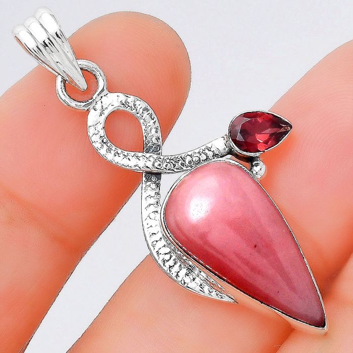 Guava Quartz - Brazil and Garnet Pendant SDP85999 P-1111, 10x20 mm