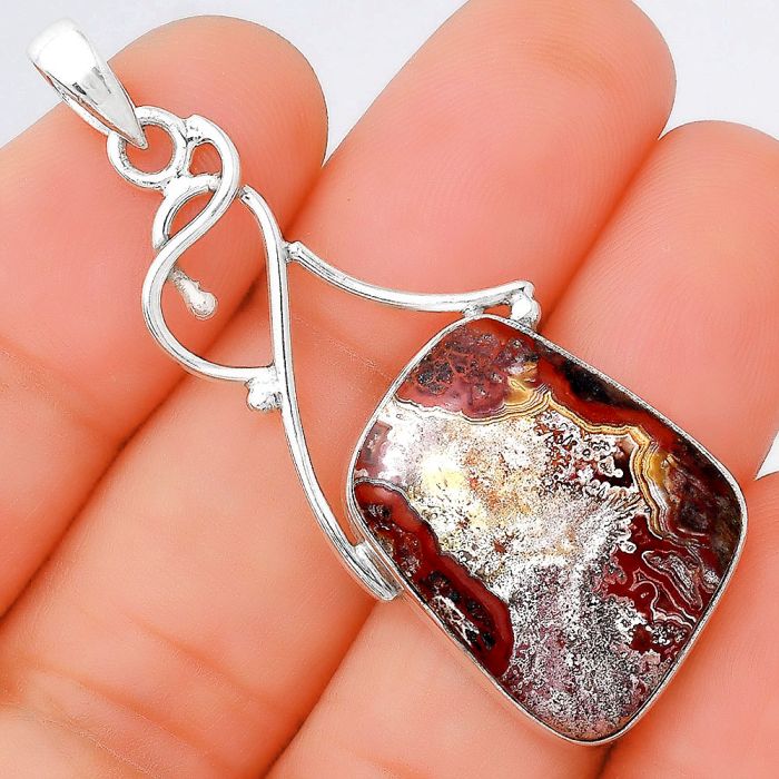 Natural Laguna Lace Agate - Mexican Pendant SDP86115 P-1036, 17x23 mm