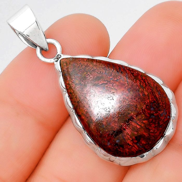 Natural Red Moss Agate Pendant SDP86259 P-1110, 18x26 mm