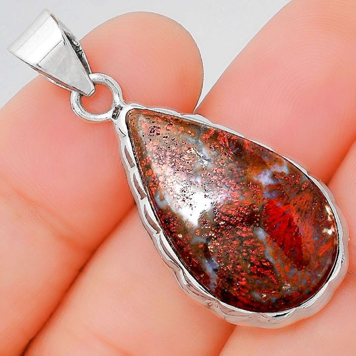 Natural Red Moss Agate Pendant SDP86275 P-1110, 15x27 mm