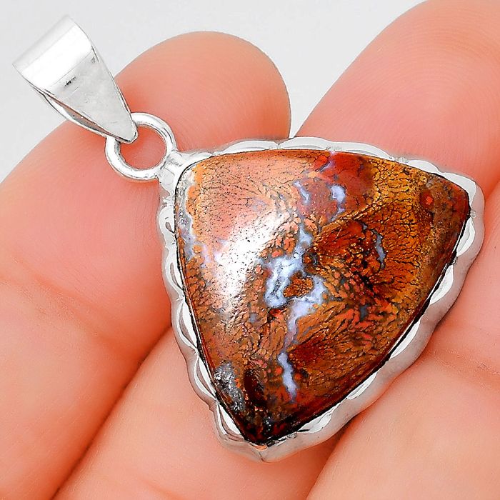 Natural Red Moss Agate Pendant SDP86276 P-1110, 20x24 mm